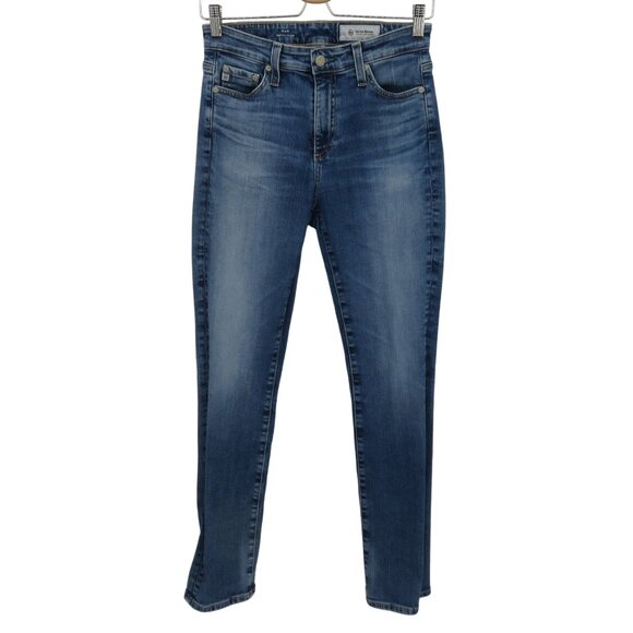 AG Adriano Goldschmied Women 28 Reg Mari High Rise Straight Blue Denim Jeans - Picture 1 of 11